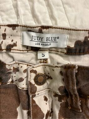 Judy Blue White Denim Shorts with Brown Splatter